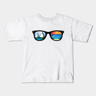 Sunglasses with Beach and Mountains Kids T-Shirt